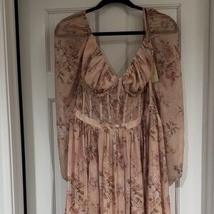 V. Chapman Blush Floral Long-Sleeve Maxi Dress